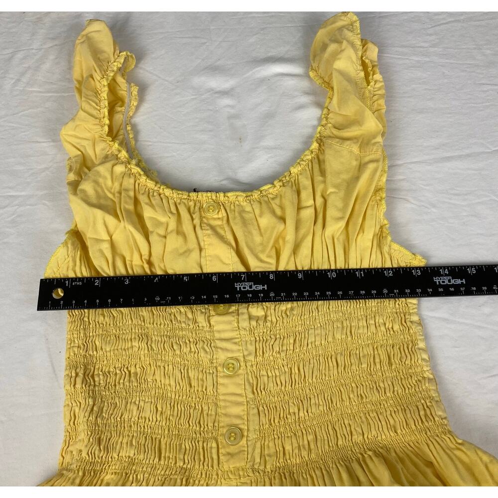 Speed Contral New York Milkmaid Dress Butter Yellow M? Lined Maxi Tiered Smocked - Picture 12 of 15